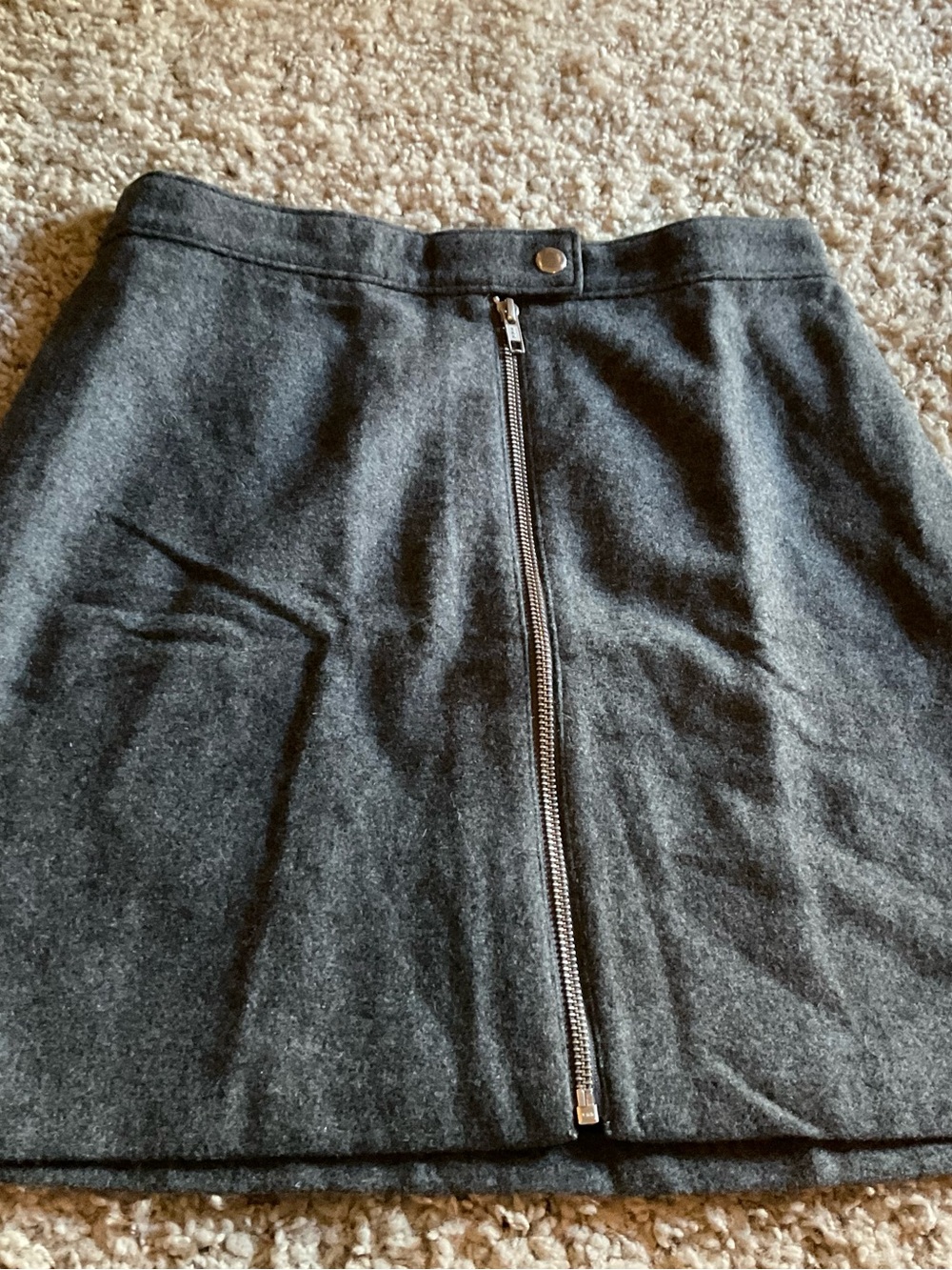 Madewell Studio Zip A-line Charcoal Gray Zip-Front Mini Skirt NWT - Picture 5 of 9